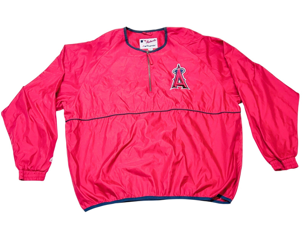MLB Majestic Angels Pullover Quarter Zip Windbreaker Men XXL Pullover Jacket